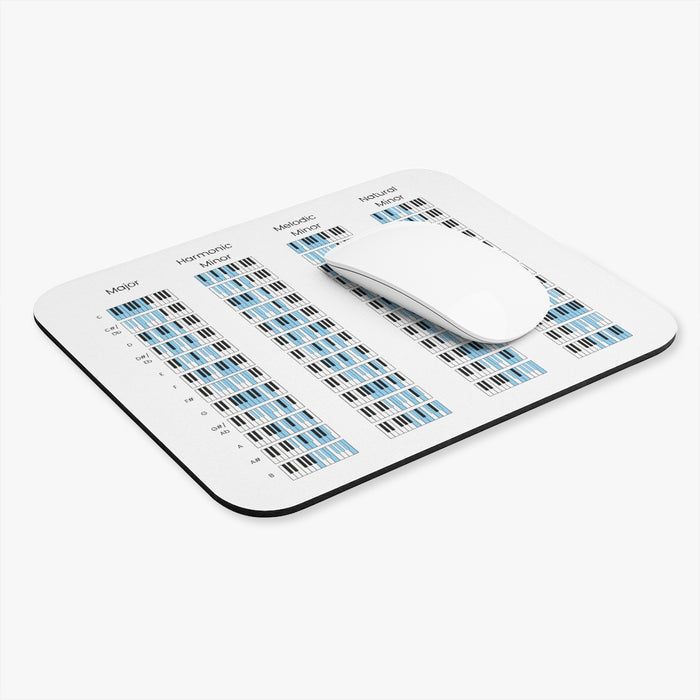 Piano Scales Chart Mouse Pad White