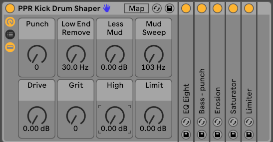 Kick Drum Shaper Audio Effect Rack for Ableton Live 10.1 - PausePlayRepeat